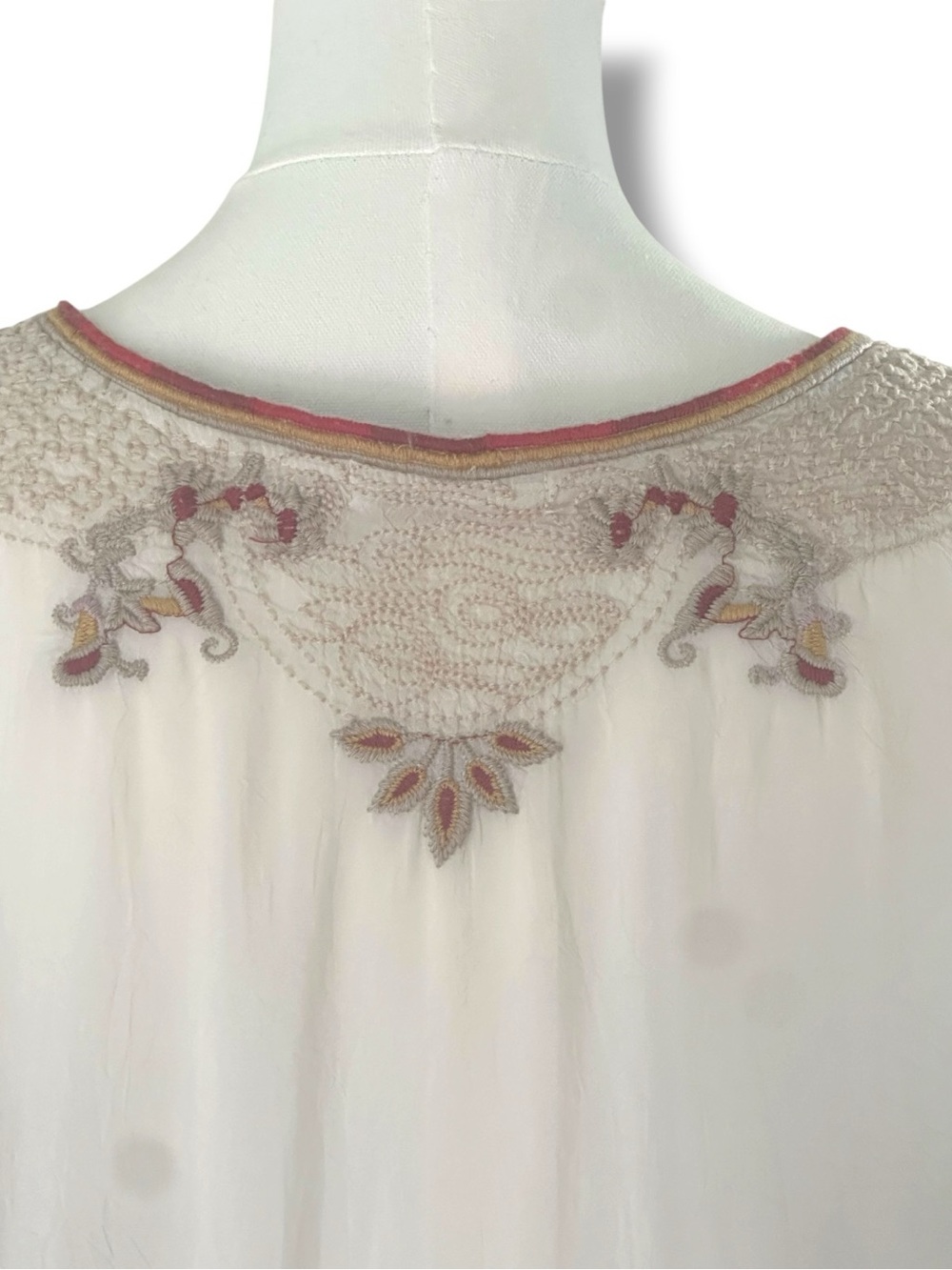 Johnny Was Embroidered V-Neck Cream Womens Tunic Top size Large - Picture 10 of 17